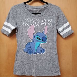 🟦 Disney Heather Gray NOPE Stitch Tee - Size Small